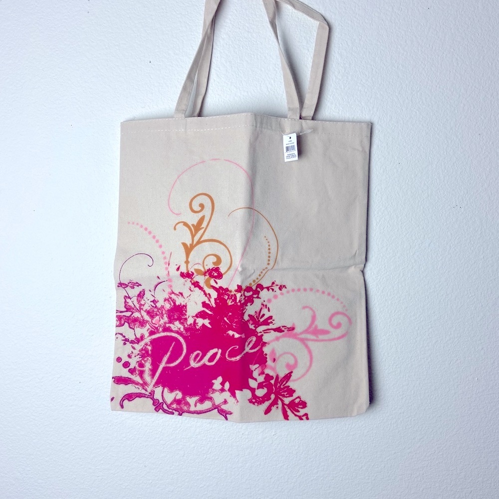 Canvas Bag 3D Pink Peace Graphic Book Tote,Shoppers Bags